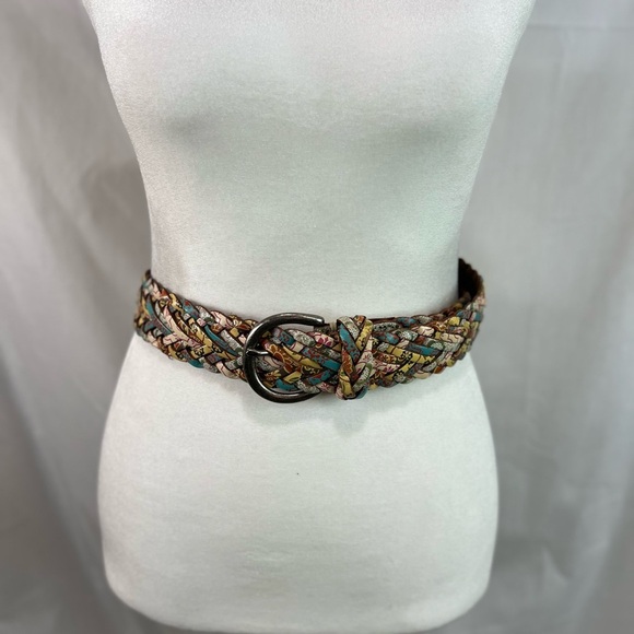 FOSSIL Screenprint Bright Braid Multicolor Belt Women's 44” Long Boho Hippie Y2K - Picture 1 of 7